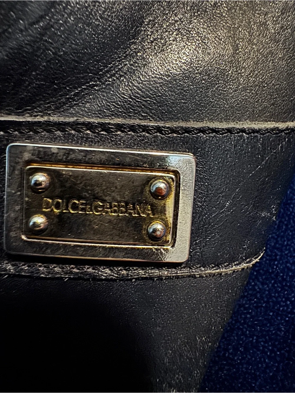 Dolce & Gabbana Men’s Black Leather Sneakers with Gold Plaque